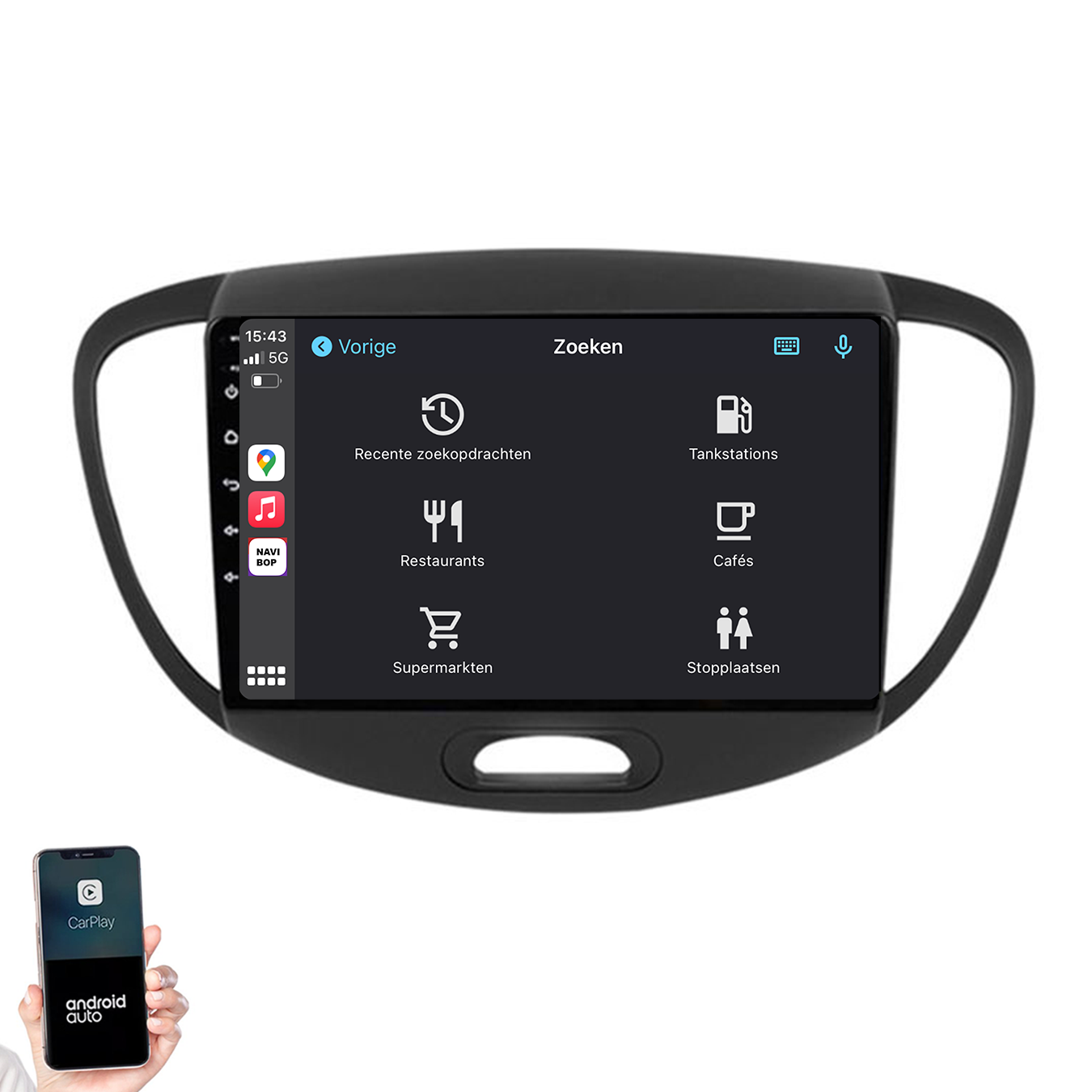 Hyundai I10 | Autoradio | 2007 t/m 2013 | Android 14 | Apple CarPlay & Android Auto
