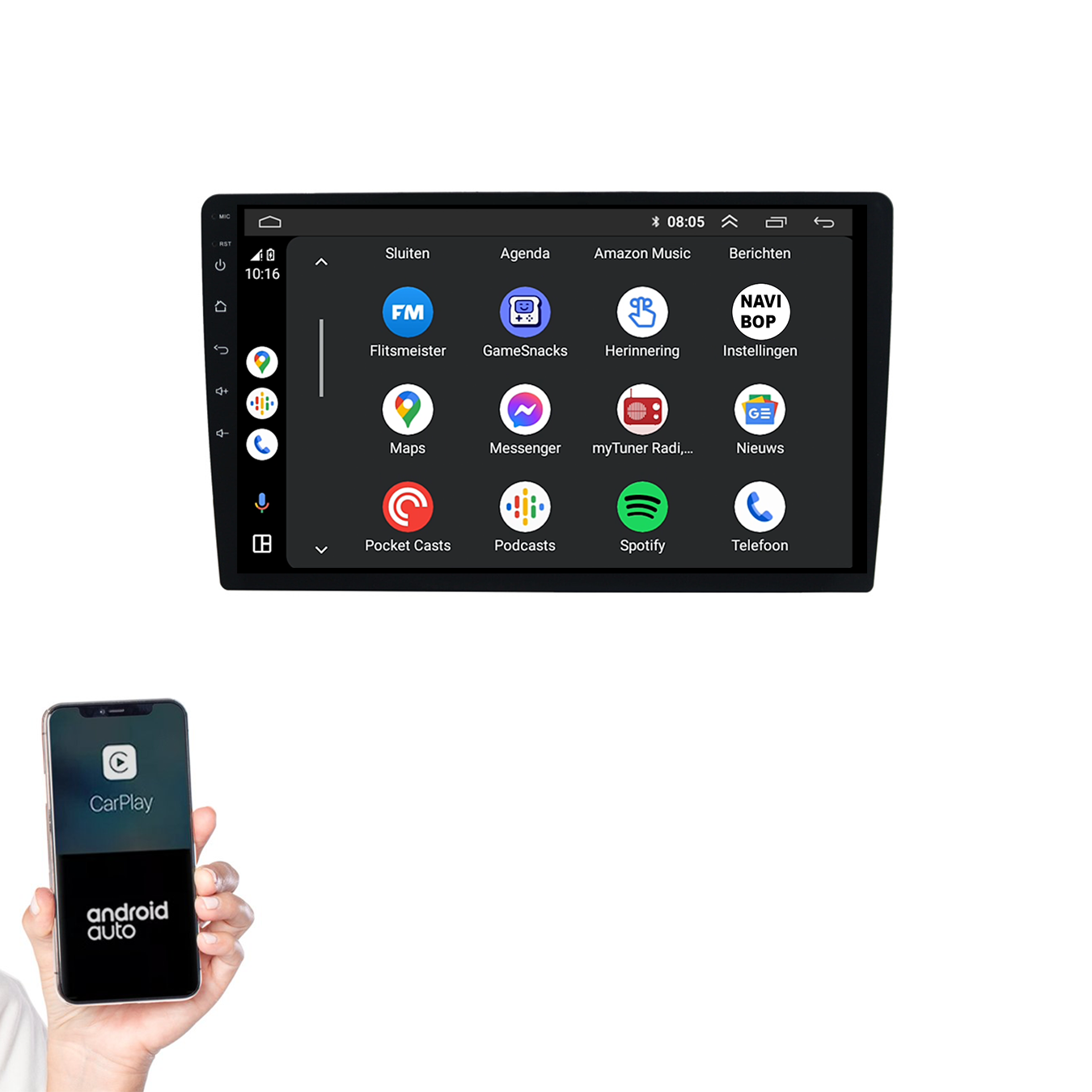10.1 Inch Autoradio | Universeel 2DIN | Android 14 | Apple CarPlay & Android Auto