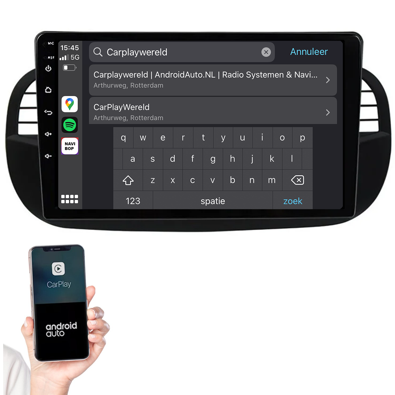 Fiat 500 | Autoradio | 2005 t/m 2017 | Android 14 | Apple CarPlay & Android Auto