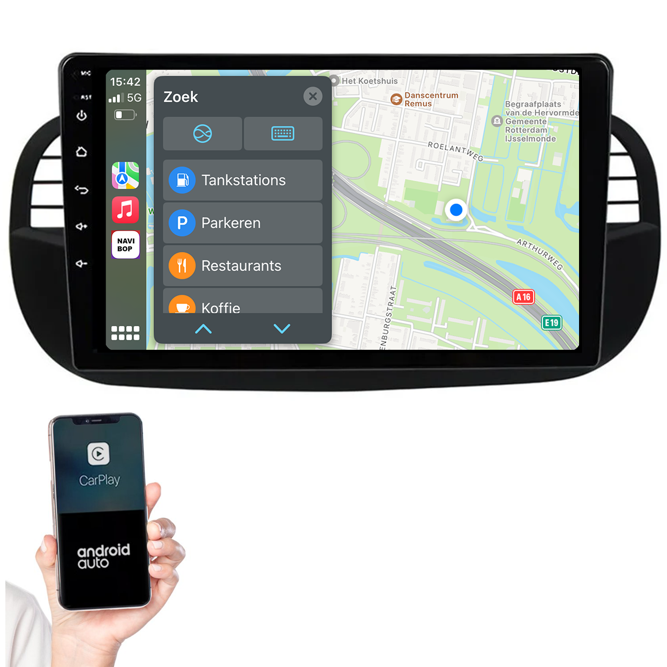Fiat 500 | Autoradio | 2005 t/m 2017 | Android 14 | Apple CarPlay & Android Auto