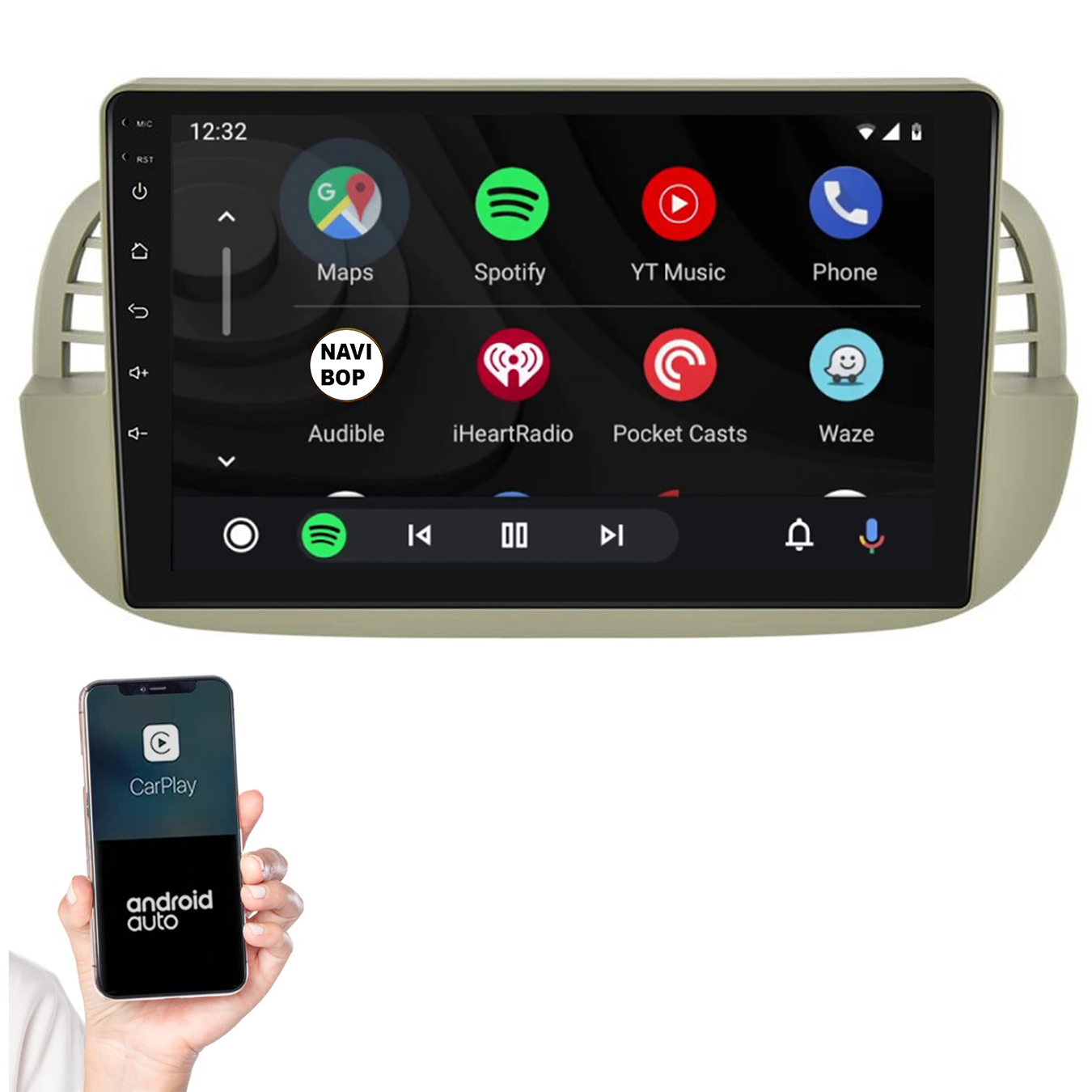 Fiat 500 | Autoradio | 2005 t/m 2017 | Android 14 | Apple CarPlay & Android Auto