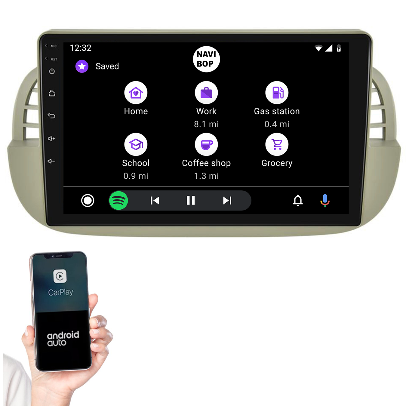 Fiat 500 | Autoradio | 2005 t/m 2017 | Android 14 | Apple CarPlay & Android Auto