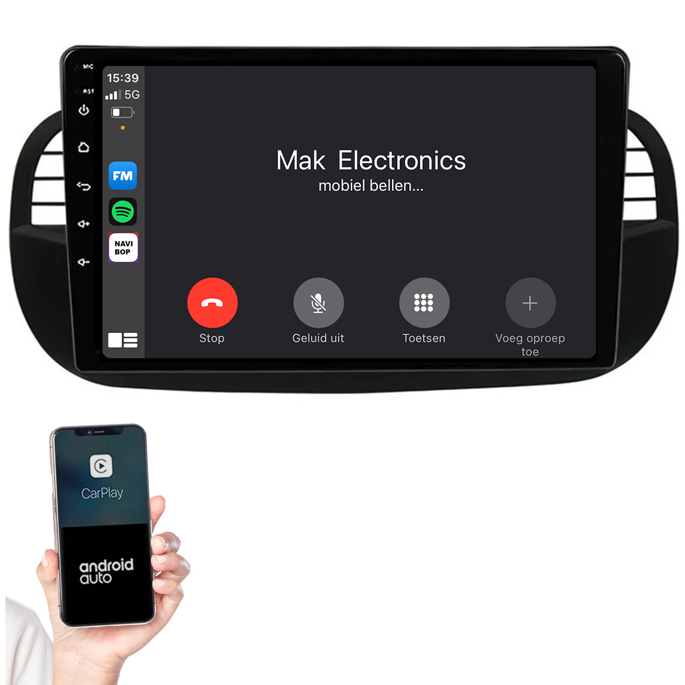 Fiat 500 | Autoradio | 2005 t/m 2017 | Android 14 | Apple CarPlay & Android Auto