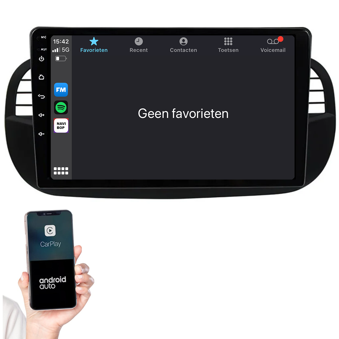 Fiat 500 | Autoradio | 2005 t/m 2017 | Android 14 | Apple CarPlay & Android Auto