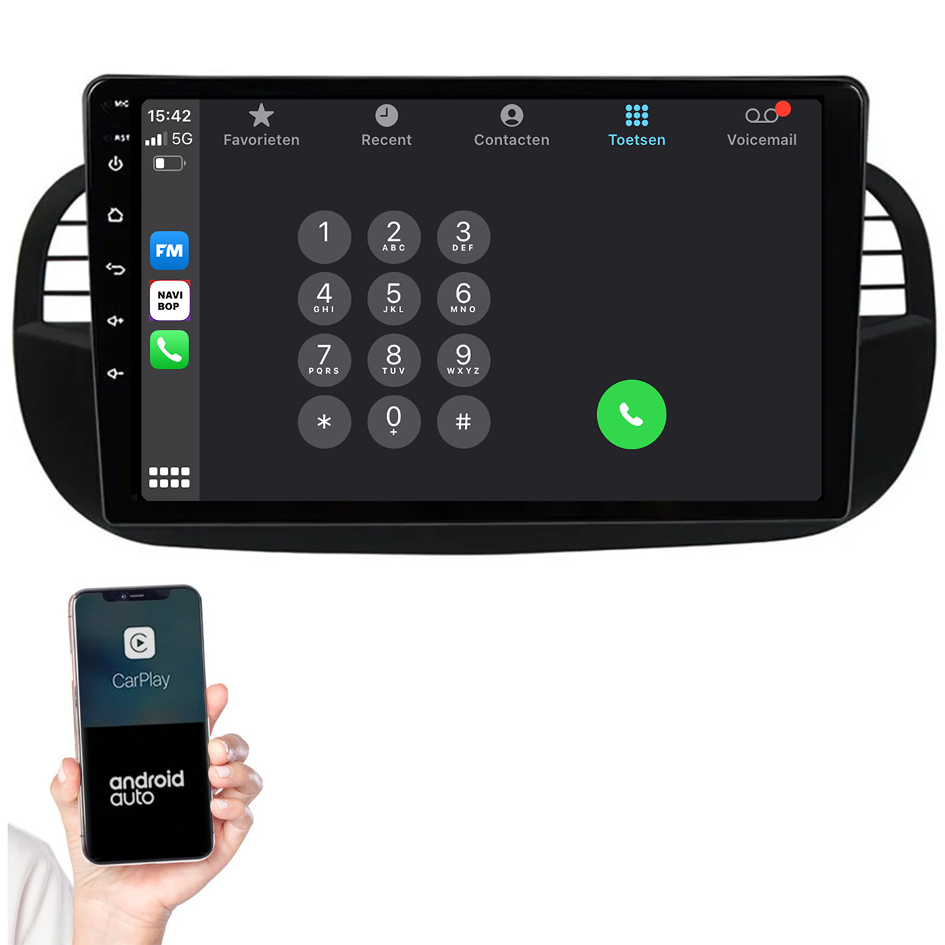 Fiat 500 | Autoradio | 2005 t/m 2017 | Android 14 | Apple CarPlay & Android Auto
