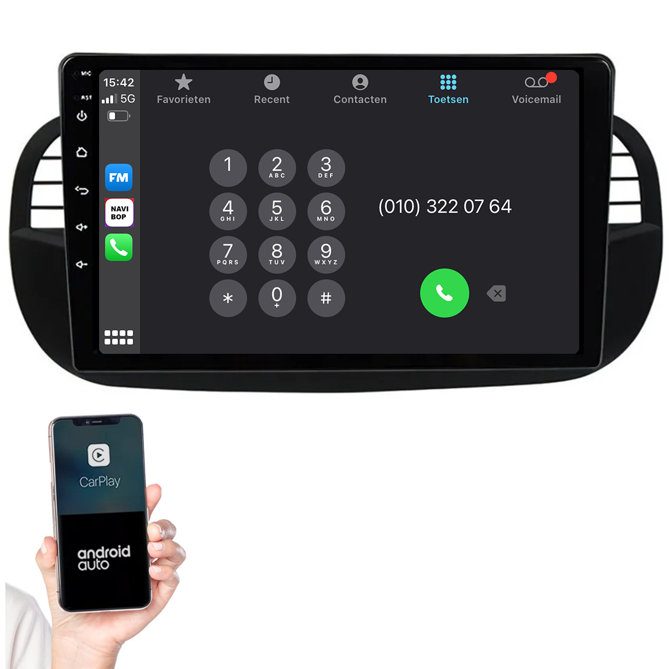 Fiat 500 | Autoradio | 2005 t/m 2017 | Android 14 | Apple CarPlay & Android Auto