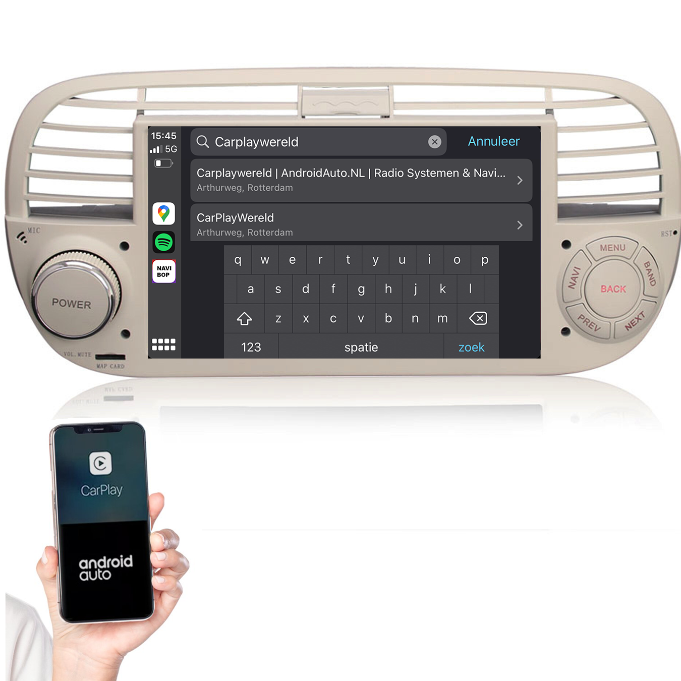 Fiat 500 | Autoradio | 2005 t/m 2017 | Android 14 | Apple CarPlay & Android Auto