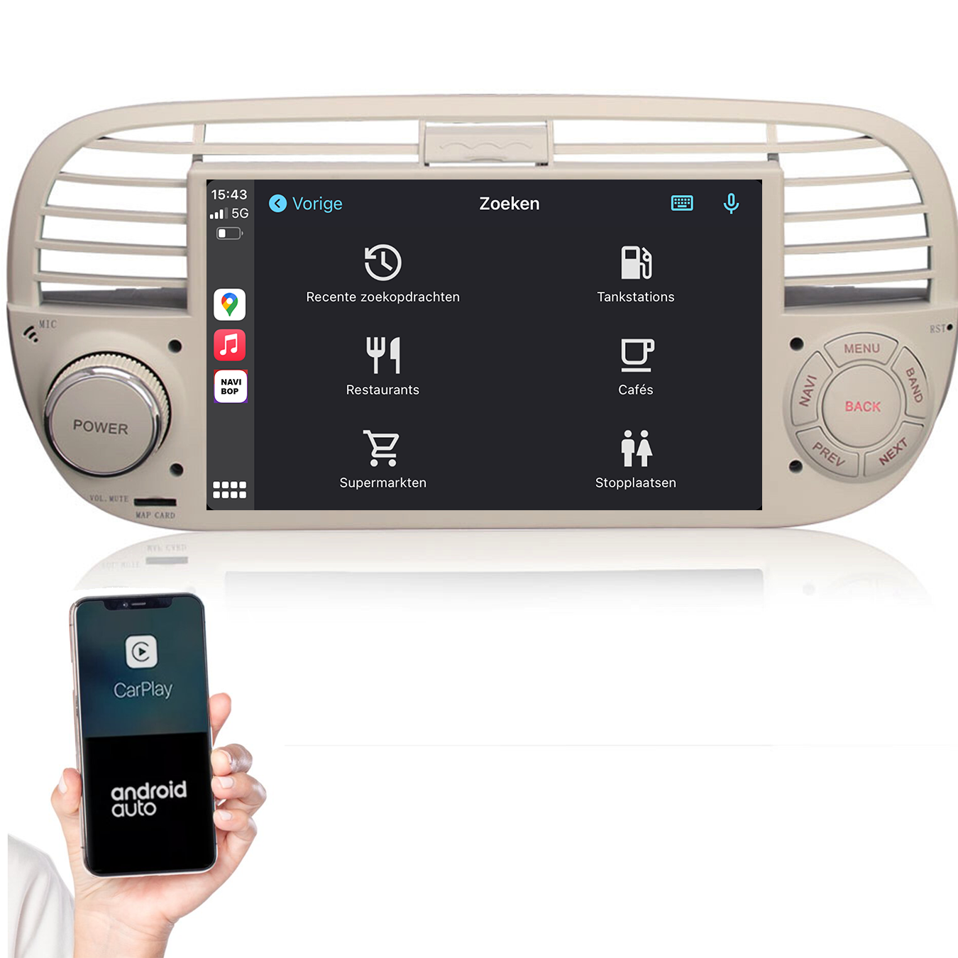 Fiat 500 | Autoradio | 2005 t/m 2017 | Android 14 | Apple CarPlay & Android Auto