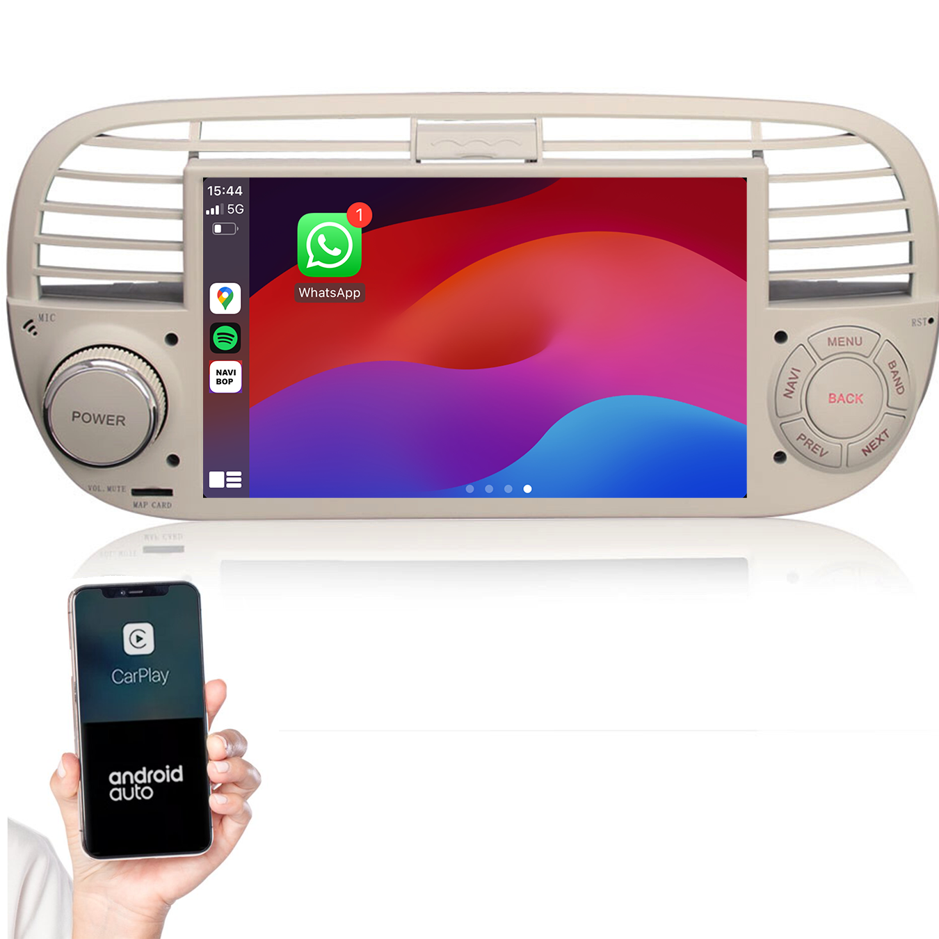 Fiat 500 | Autoradio | 2005 t/m 2017 | Android 14 | Apple CarPlay & Android Auto