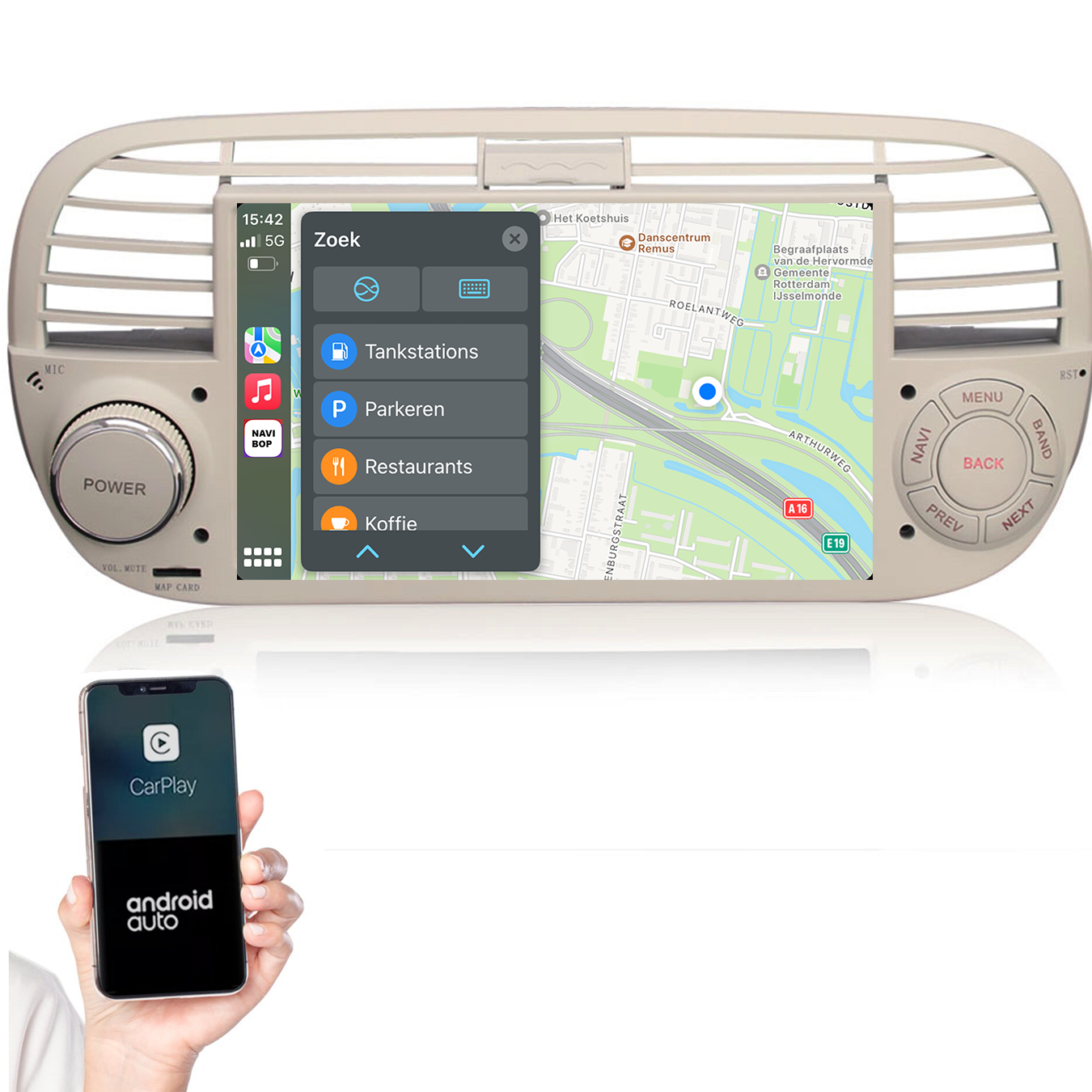 Fiat 500 | Autoradio | 2005 t/m 2017 | Android 14 | Apple CarPlay & Android Auto