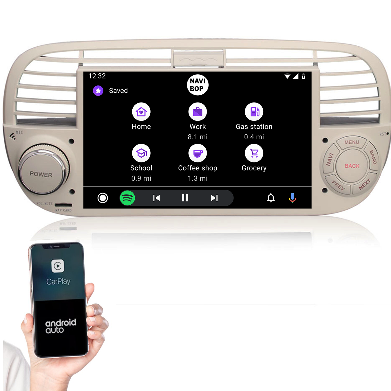 Fiat 500 | Autoradio | 2005 t/m 2017 | Android 14 | Apple CarPlay & Android Auto