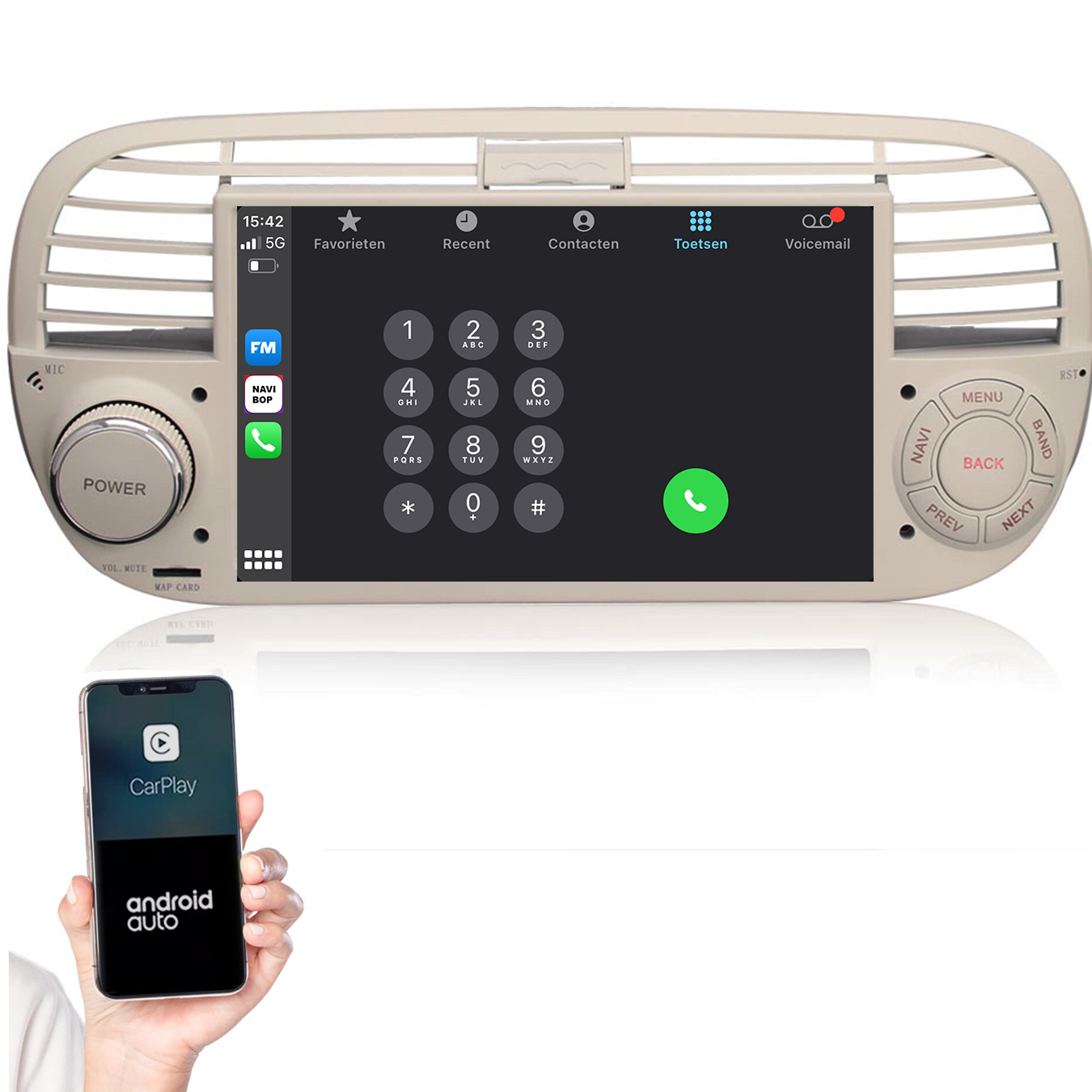 Fiat 500 | Autoradio | 2005 t/m 2017 | Android 14 | Apple CarPlay & Android Auto