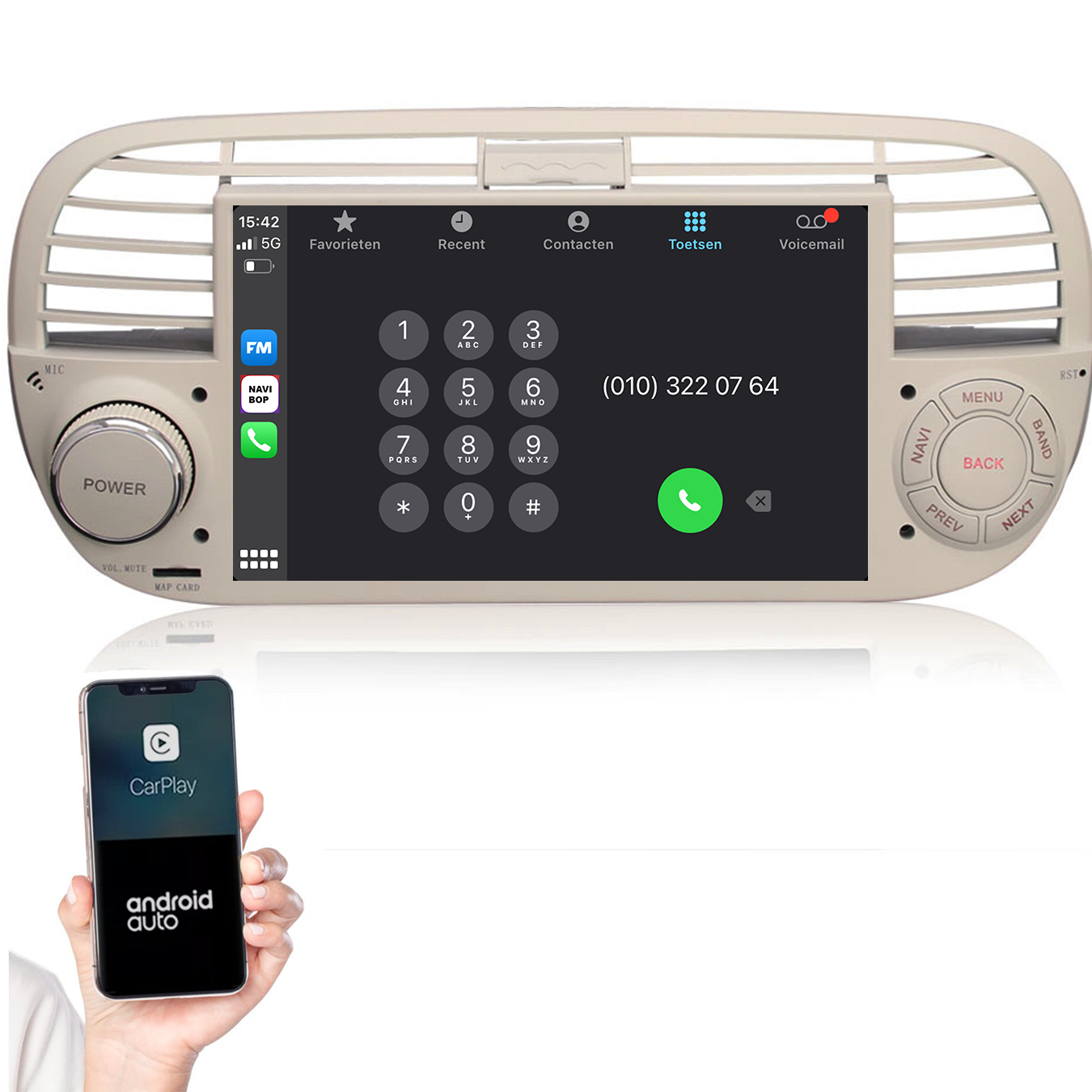 Fiat 500 | Autoradio | 2005 t/m 2017 | Android 14 | Apple CarPlay & Android Auto