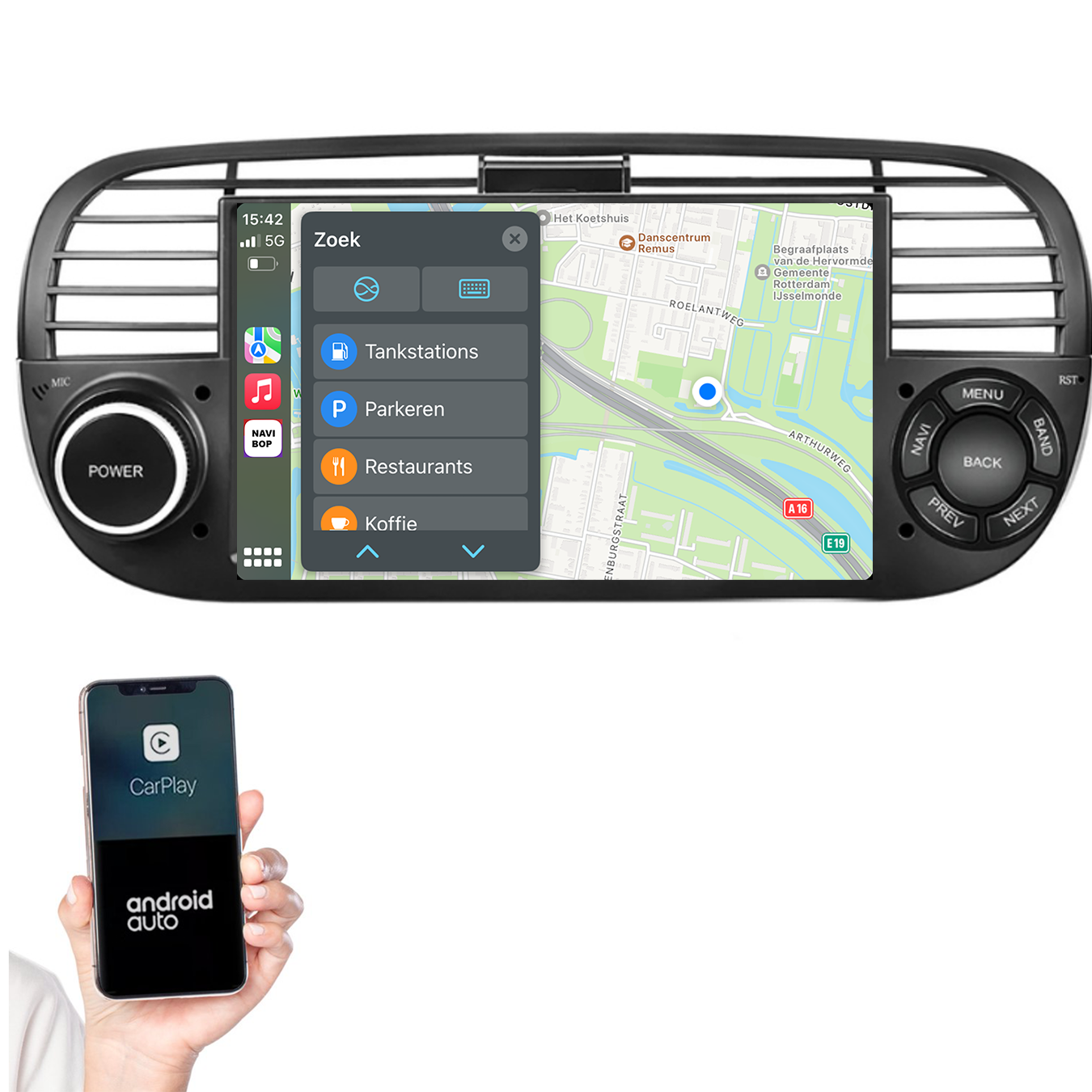 Fiat 500 | Autoradio | 2005 t/m 2017 | Android 14 | Apple CarPlay & Android Auto