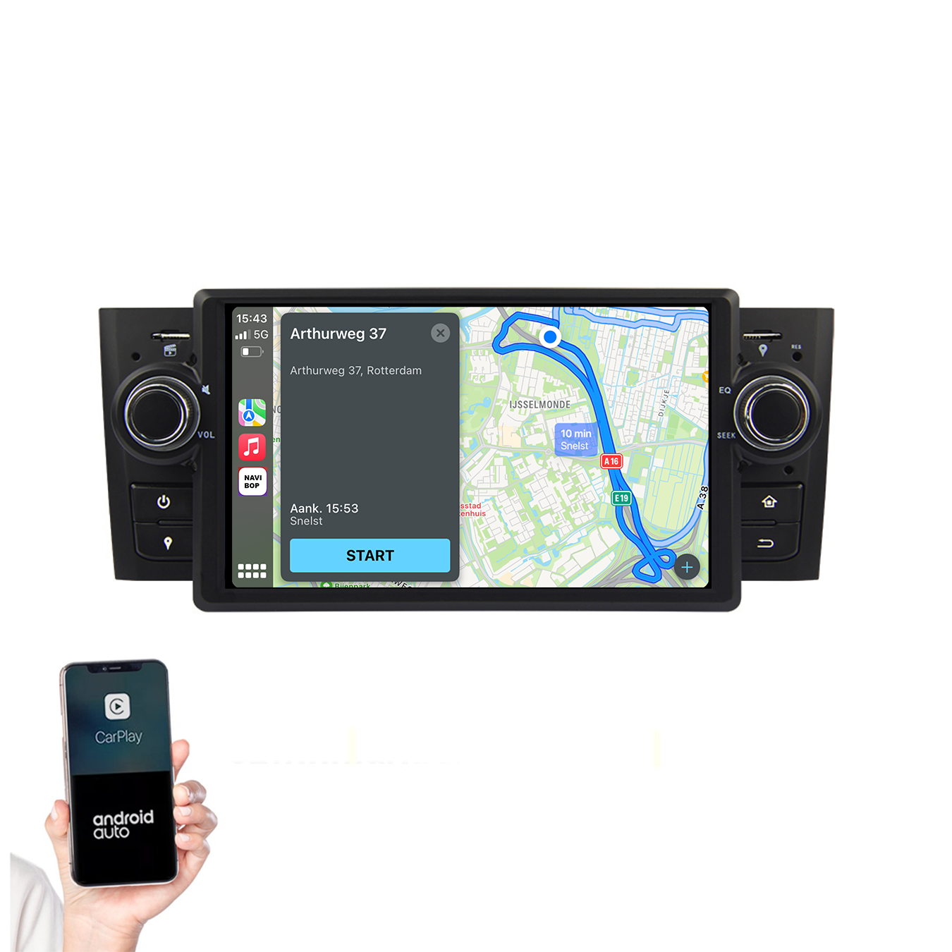 Fiat Punto | Autoradio | 2007 t/m 2010 | Android 14 | Apple CarPlay & Android Auto