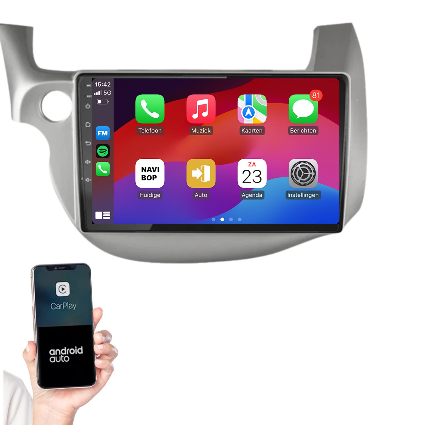 Honda Jazz | Autoradio | 2008 t/m 2015 | Android 14 | Apple CarPlay & Android Auto