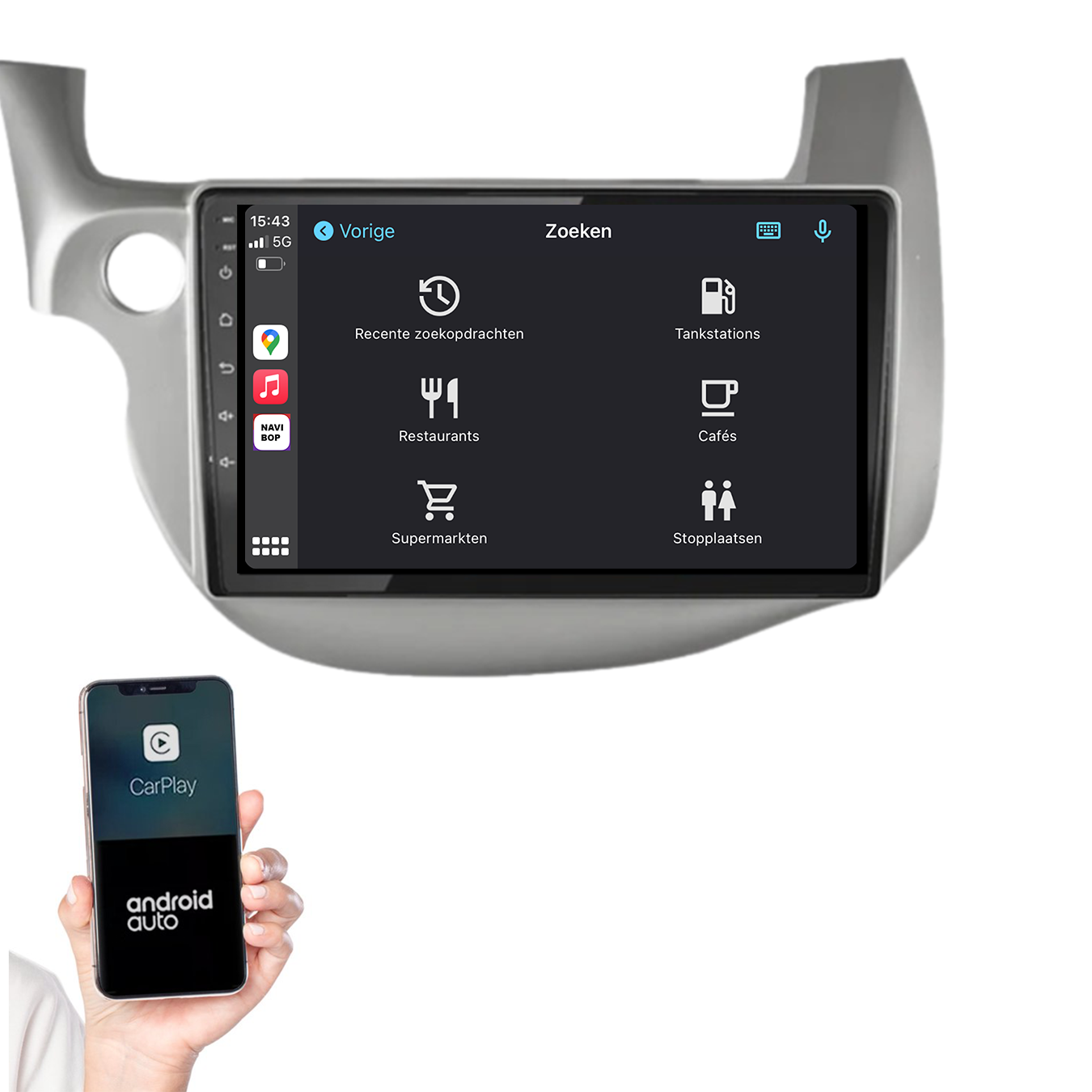 Honda Jazz | Autoradio | 2008 t/m 2015 | Android 14 | Apple CarPlay & Android Auto