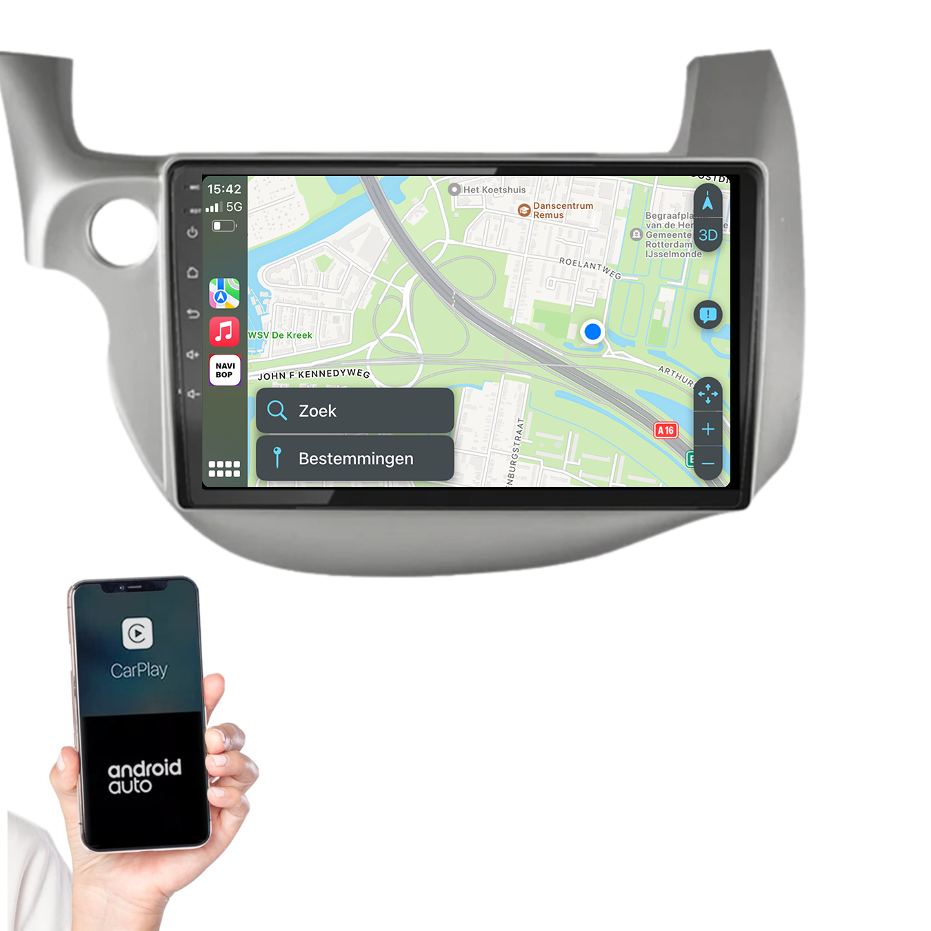 Honda Jazz | Autoradio | 2008 t/m 2015 | Android 14 | Apple CarPlay & Android Auto