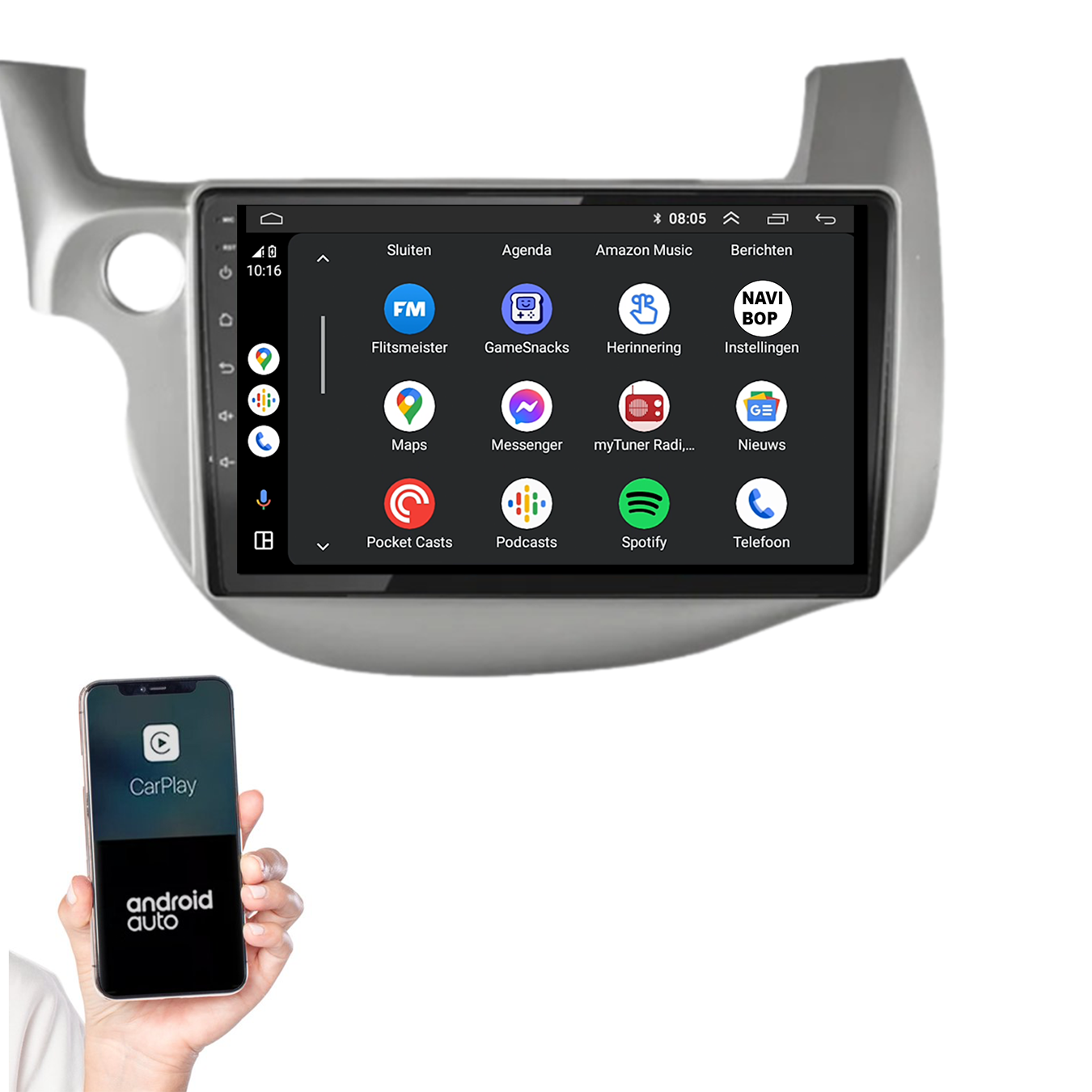 Honda Jazz | Autoradio | 2008 t/m 2015 | Android 14 | Apple CarPlay & Android Auto