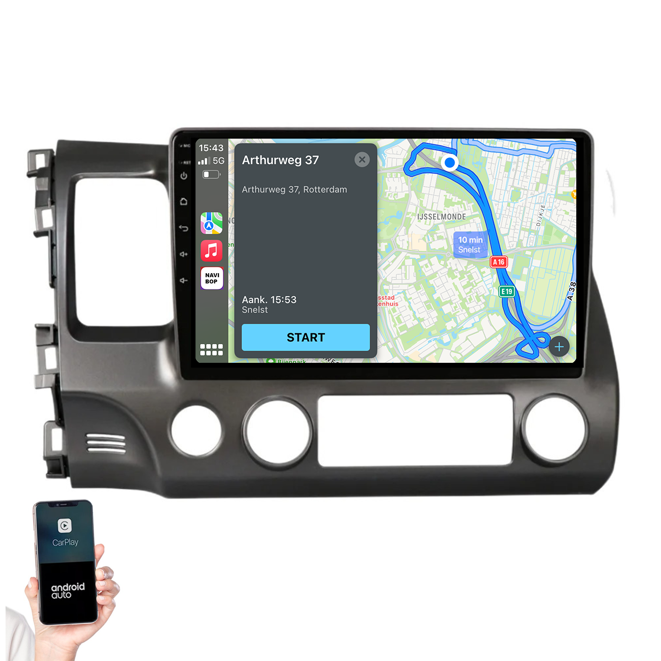 Honda Civic | Autoradio | 2007 t/m 2011 | Android 14 | Apple CarPlay & Android Auto