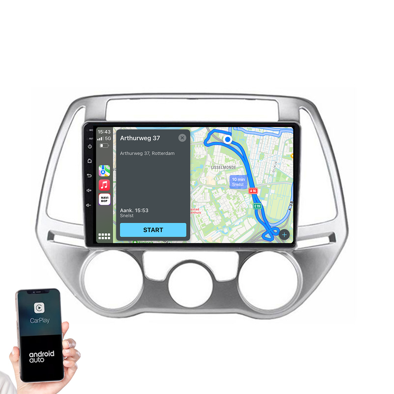 Hyundai I20 | Autoradio | 2008 t/m 2014 | Android 14 | Apple CarPlay & Android Auto