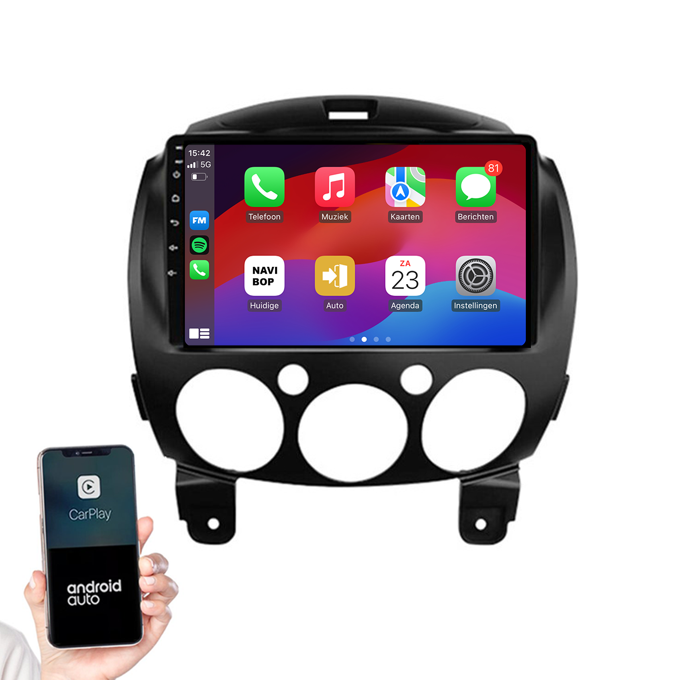 Mazda 2 | Autoradio | 2007 t/m 2014 | Android 14 | Apple CarPlay & Android Auto