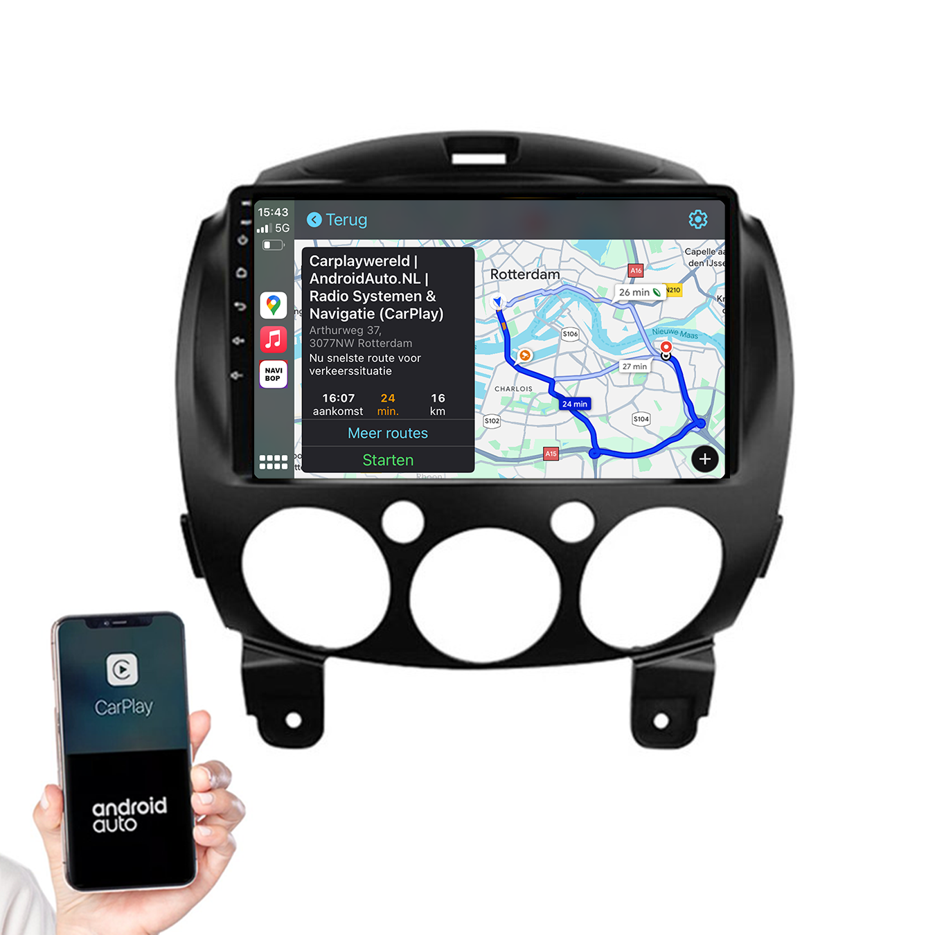 Mazda 2 | Autoradio | 2007 t/m 2014 | Android 14 | Apple CarPlay & Android Auto