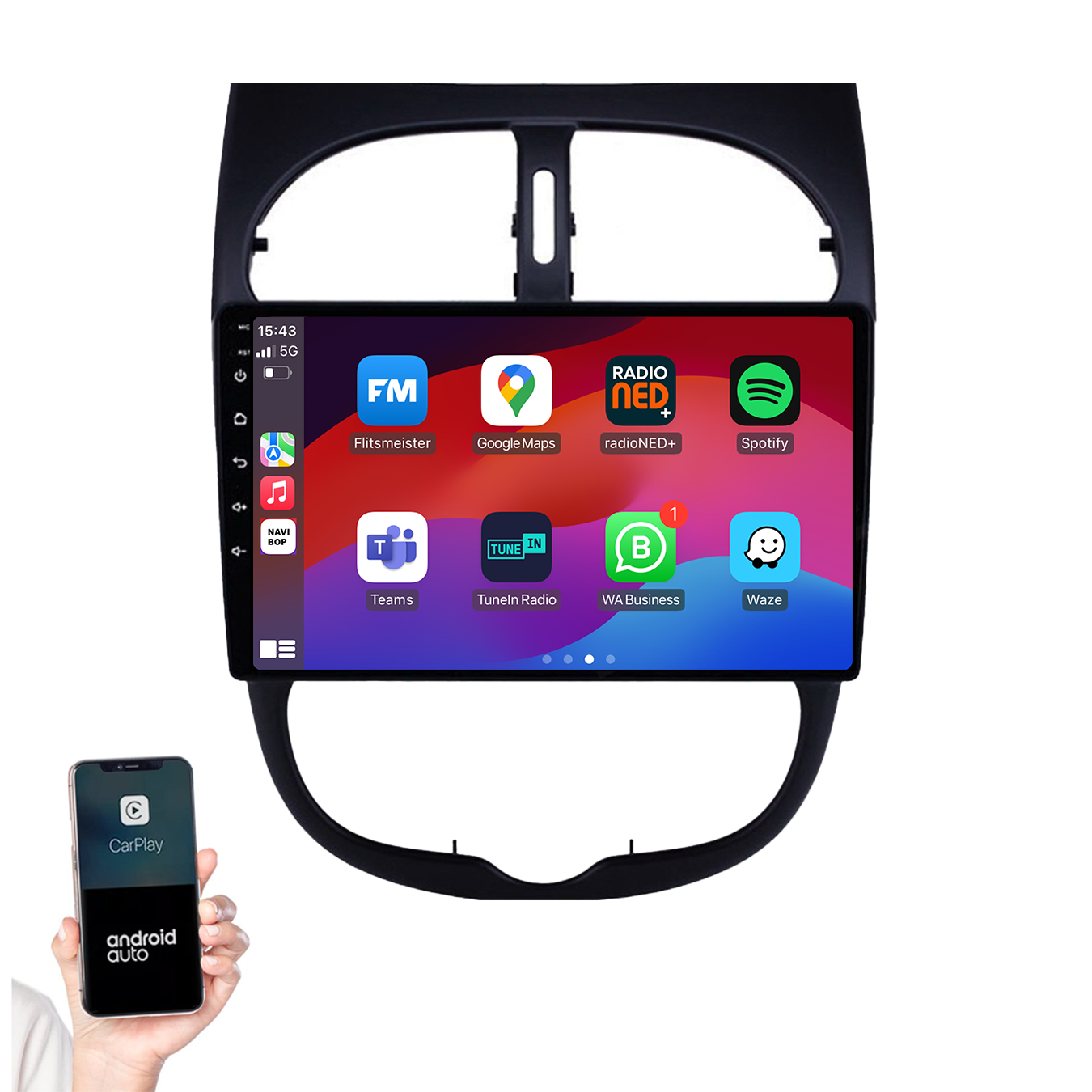 Peugeot 206 | Autoradio | 2000 t/m 2016 | Android 14 | Apple CarPlay & Android Auto