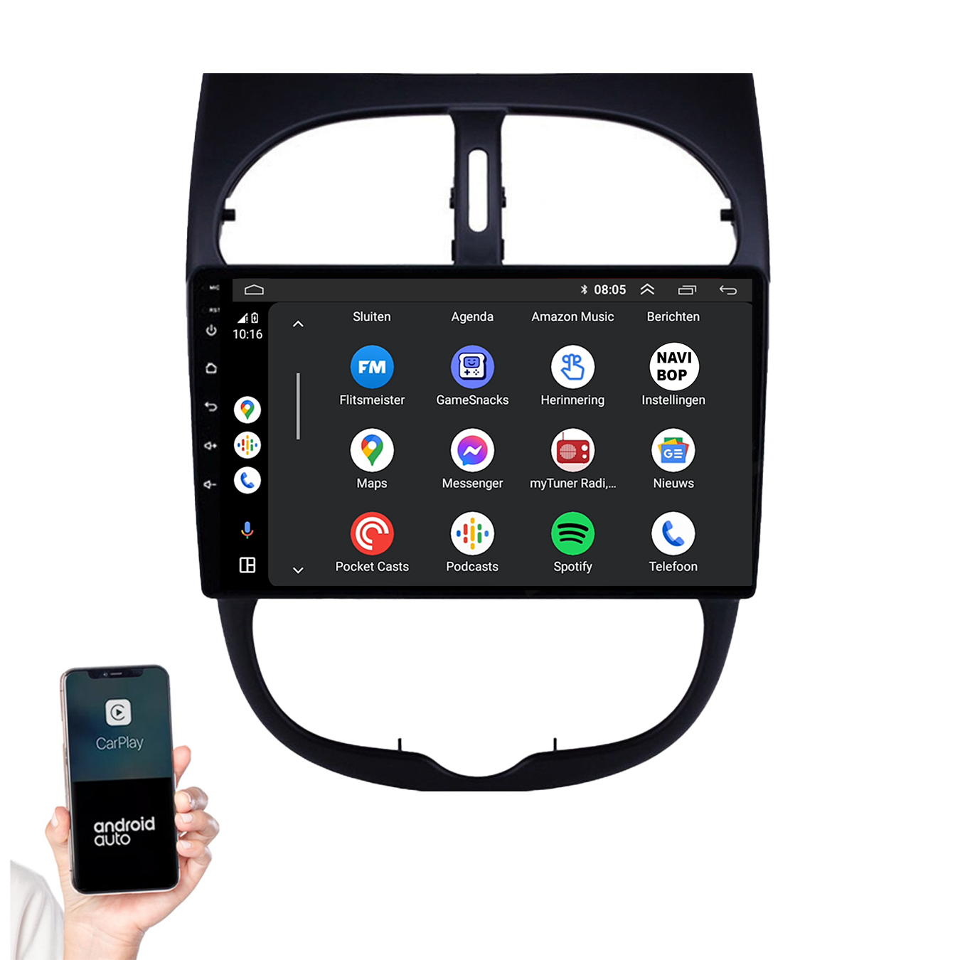 Peugeot 206 | Autoradio | 2000 t/m 2016 | Android 14 | Apple CarPlay & Android Auto