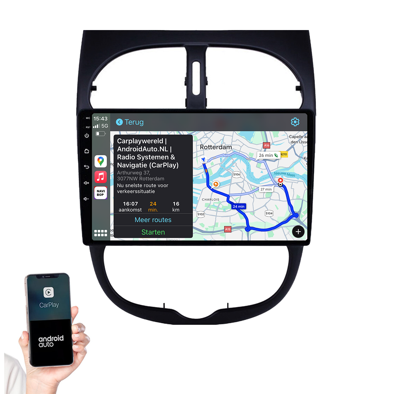 Peugeot 206 | Autoradio | 2000 t/m 2016 | Android 14 | Apple CarPlay & Android Auto