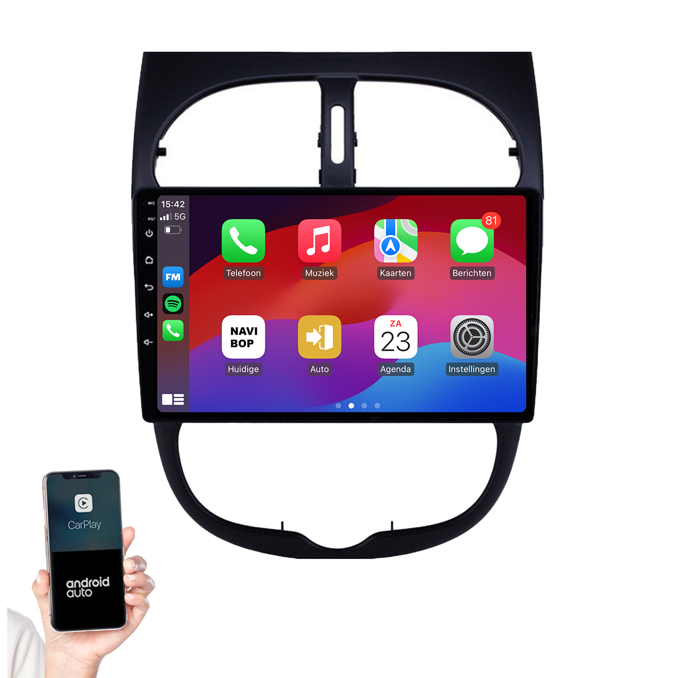 Peugeot 206 | Autoradio | 2000 t/m 2016 | Android 14 | Apple CarPlay & Android Auto