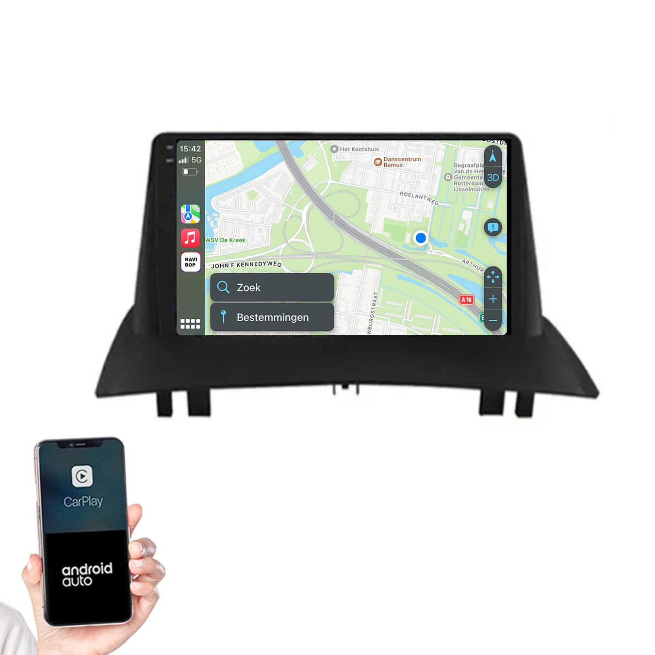Renault Megane 2 | Autoradio | 2003 t/m 2008 | Android 14 | Apple CarPlay & Android Auto