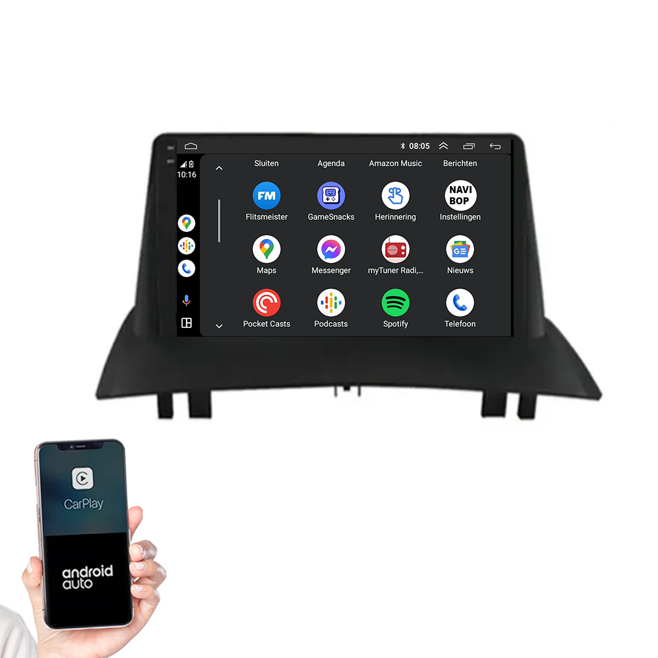 Renault Megane 2 | Autoradio | 2003 t/m 2008 | Android 14 | Apple CarPlay & Android Auto