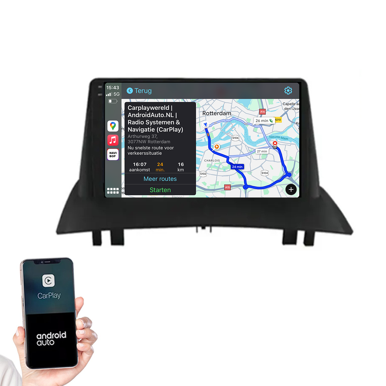 Renault Megane 2 | Autoradio | 2003 t/m 2008 | Android 14 | Apple CarPlay & Android Auto