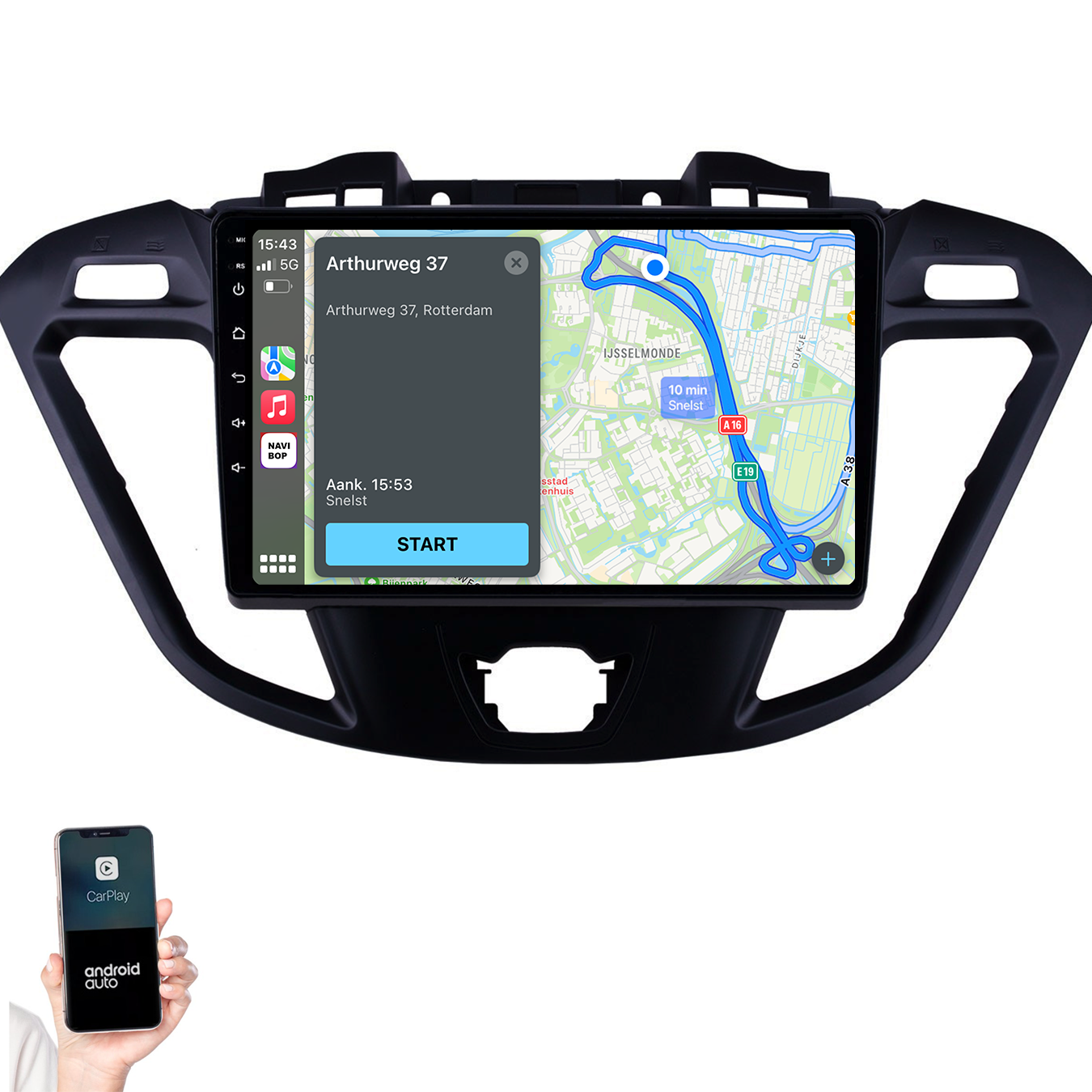 Ford Transit Custom | Autoradio | 2013 t/m 2019 | Android 14 | Apple CarPlay & Android Auto
