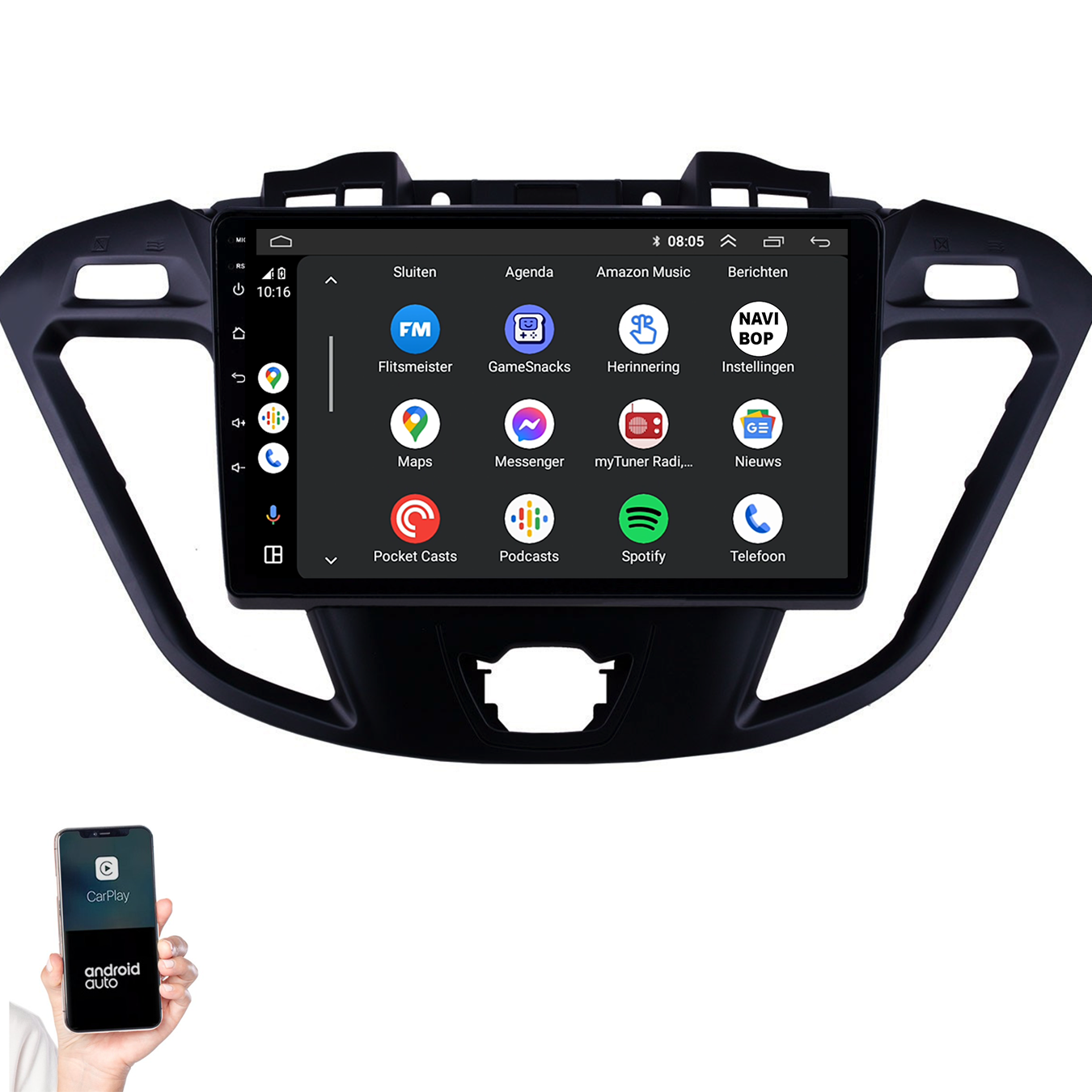 Ford Transit Custom | Autoradio | 2013 t/m 2019 | Android 14 | Apple CarPlay & Android Auto