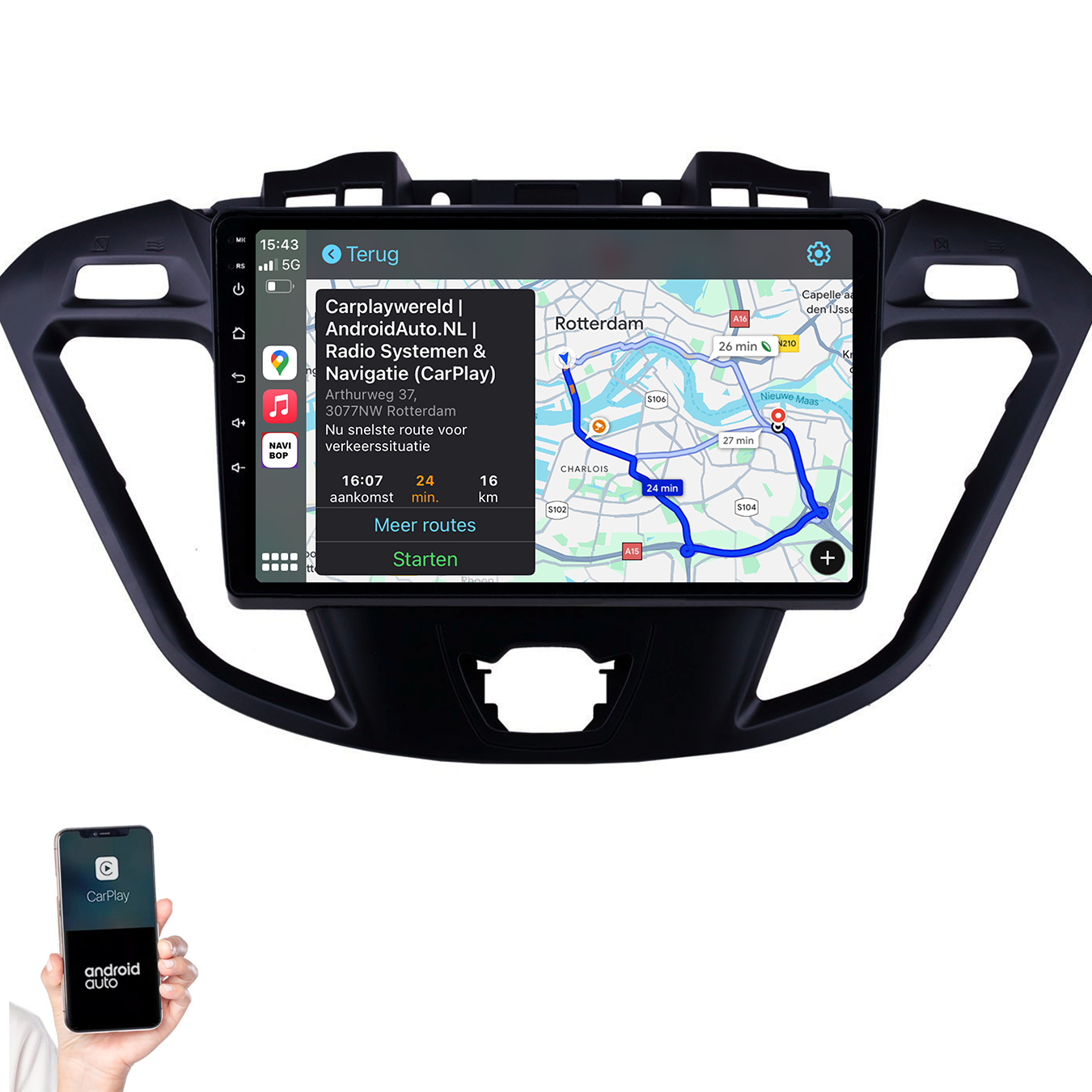 Ford Transit Custom | Autoradio | 2013 t/m 2019 | Android 14 | Apple CarPlay & Android Auto