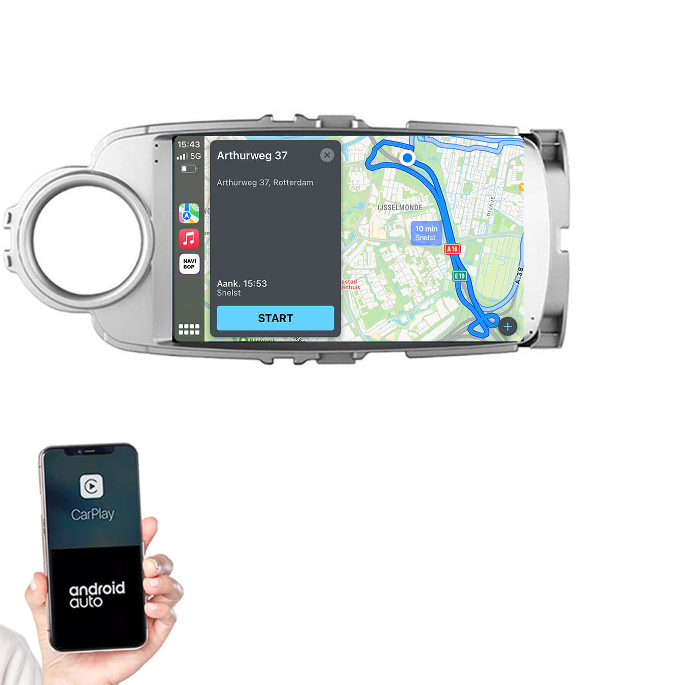 Toyota Yaris | Autoradio | 2011 t/m 2016 | Android 14 | Apple CarPlay & Android Auto