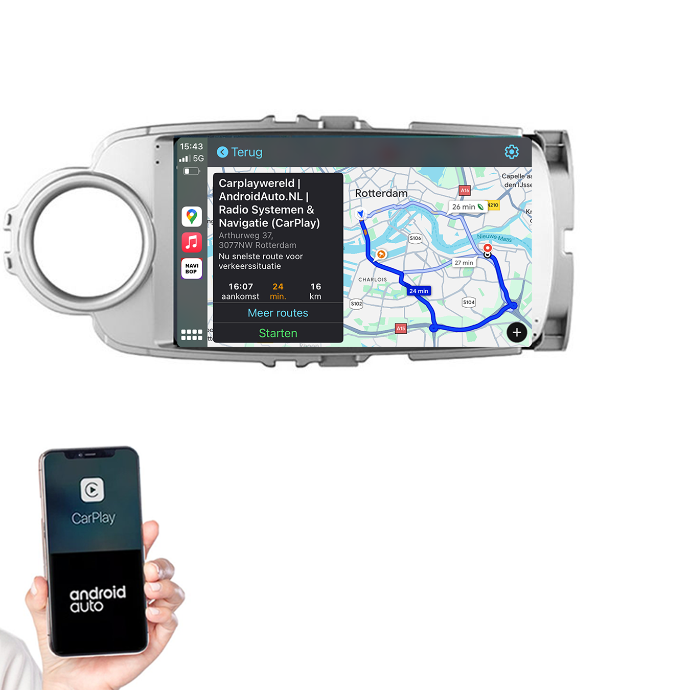 Toyota Yaris | Autoradio | 2011 t/m 2016 | Android 14 | Apple CarPlay & Android Auto