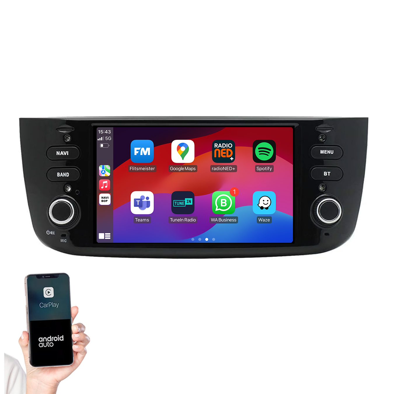 Fiat Punto Evo | Autoradio | 2010 t/m 2015 | Android 14 | Apple CarPlay & Android Auto