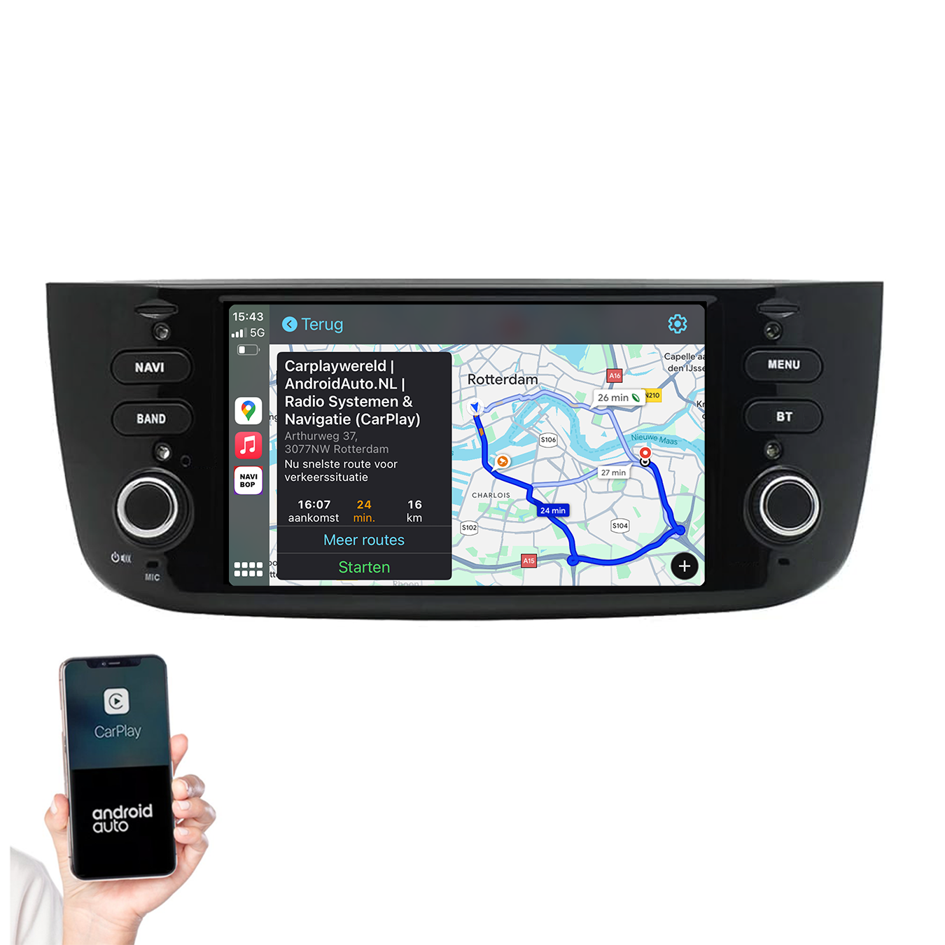 Fiat Punto | Autoradio | 2010 t/m 2015 | Android 14 | Apple CarPlay & Android Auto