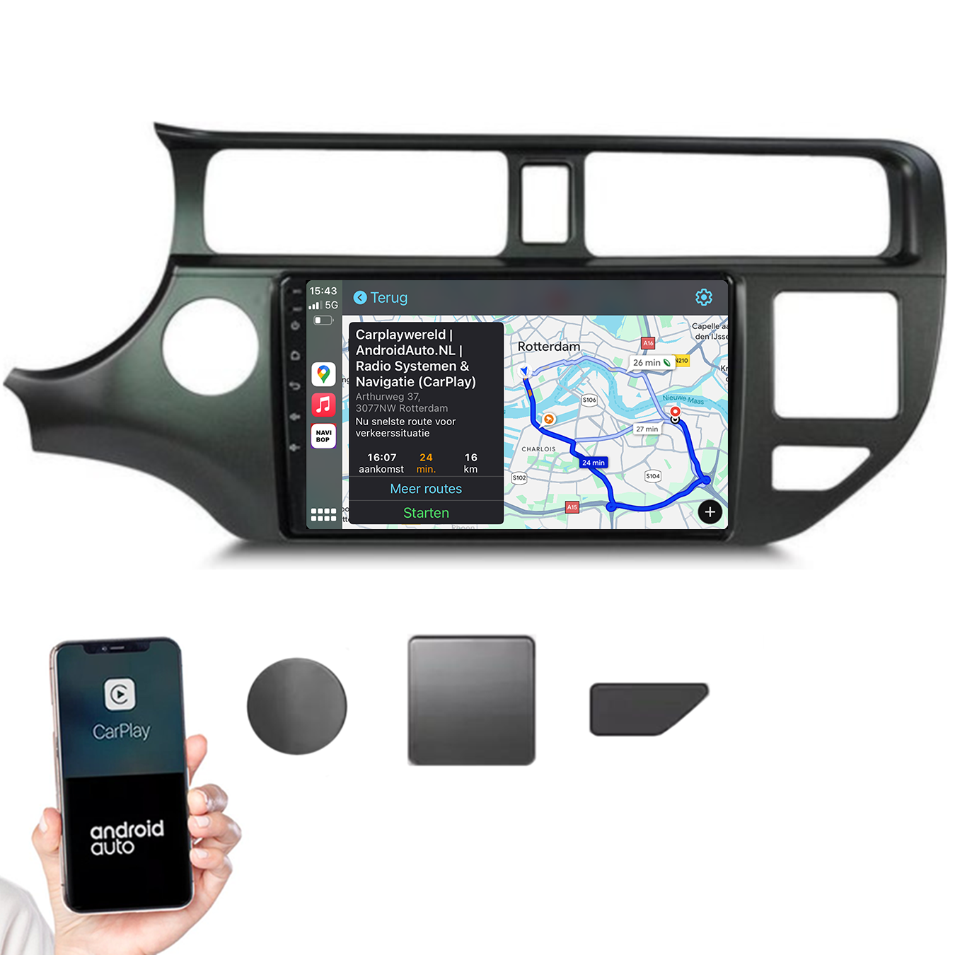Kia Rio | Autoradio |2011 t/m 2017 | Android 14 | Apple CarPlay & Android Auto