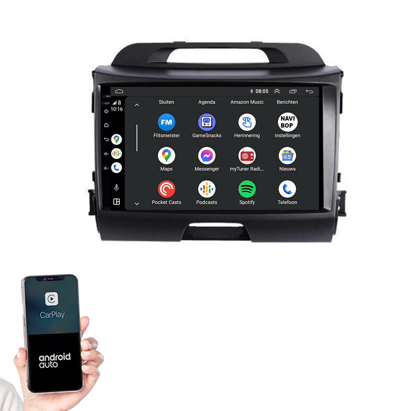Kia Sportage | Autoradio | 2010 t/m 2016 | Android 14 | Apple CarPlay & Android Auto