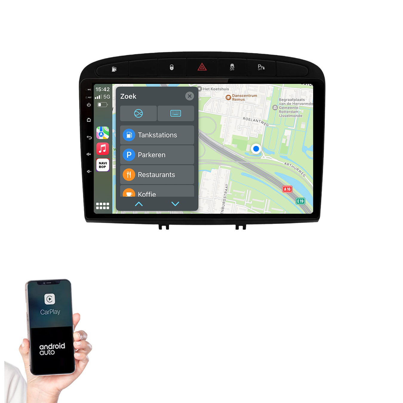 Peugeot 308 | Autoradio | 2007 t/m 2015 | Android 14 | Apple CarPlay & Android Auto