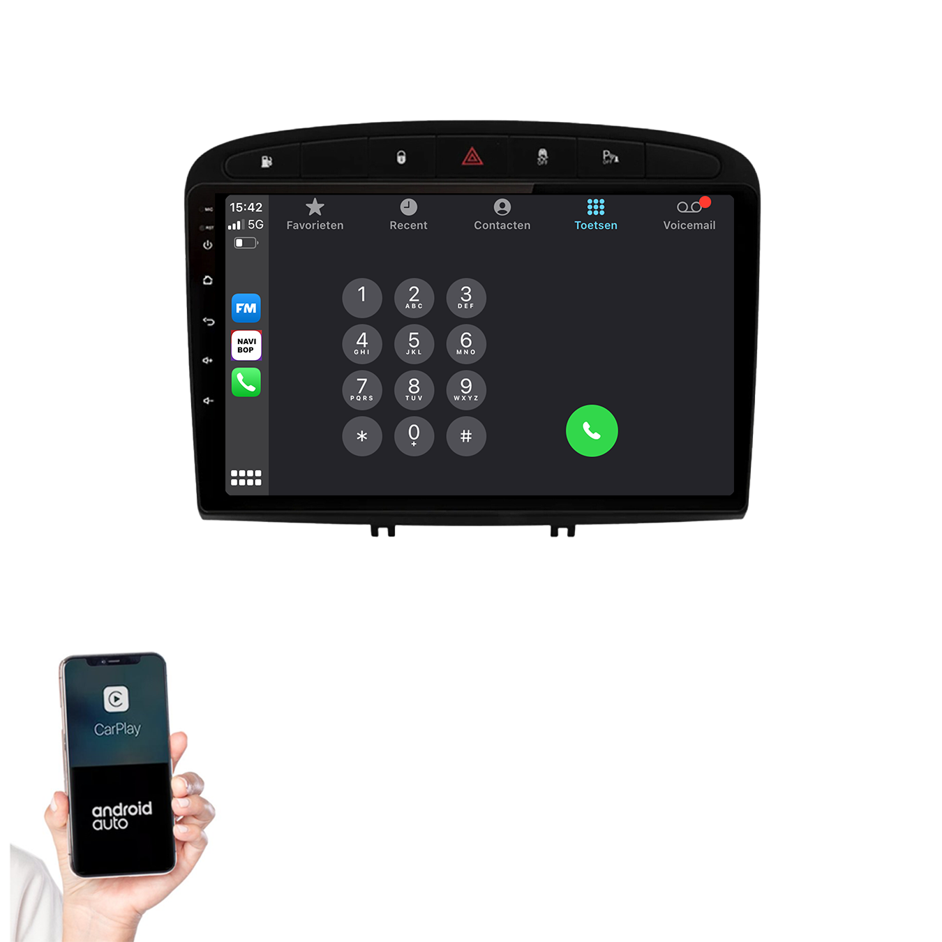 Peugeot 308 | Autoradio | 2007 t/m 2015 | Android 14 | Apple CarPlay & Android Auto