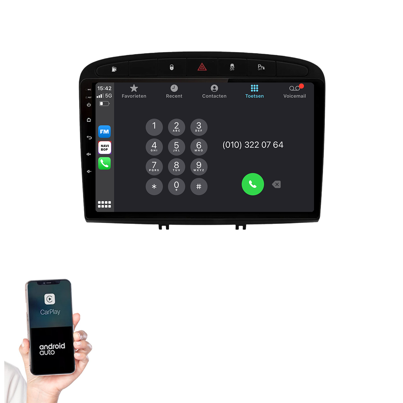 Peugeot 308 | Autoradio | 2007 t/m 2015 | Android 14 | Apple CarPlay & Android Auto