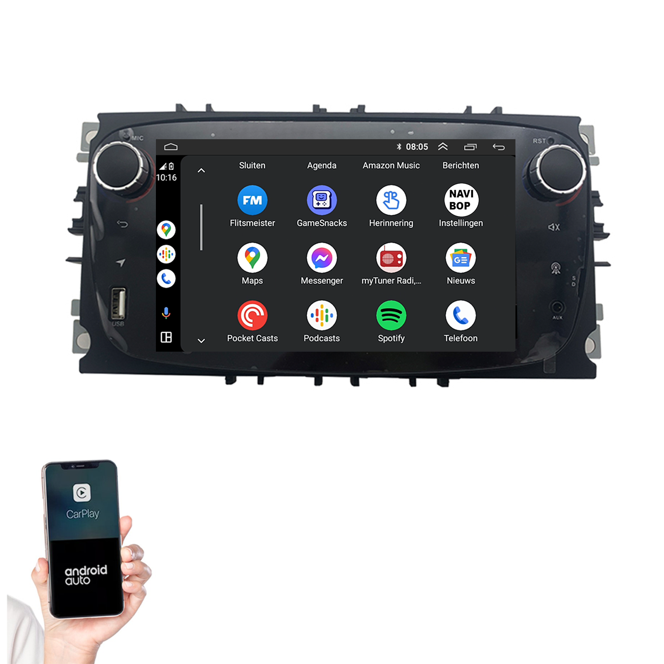 Ford C-Max | Autoradio | 2003 t/m 2010 | Android 14 | Apple CarPlay & Android Auto
