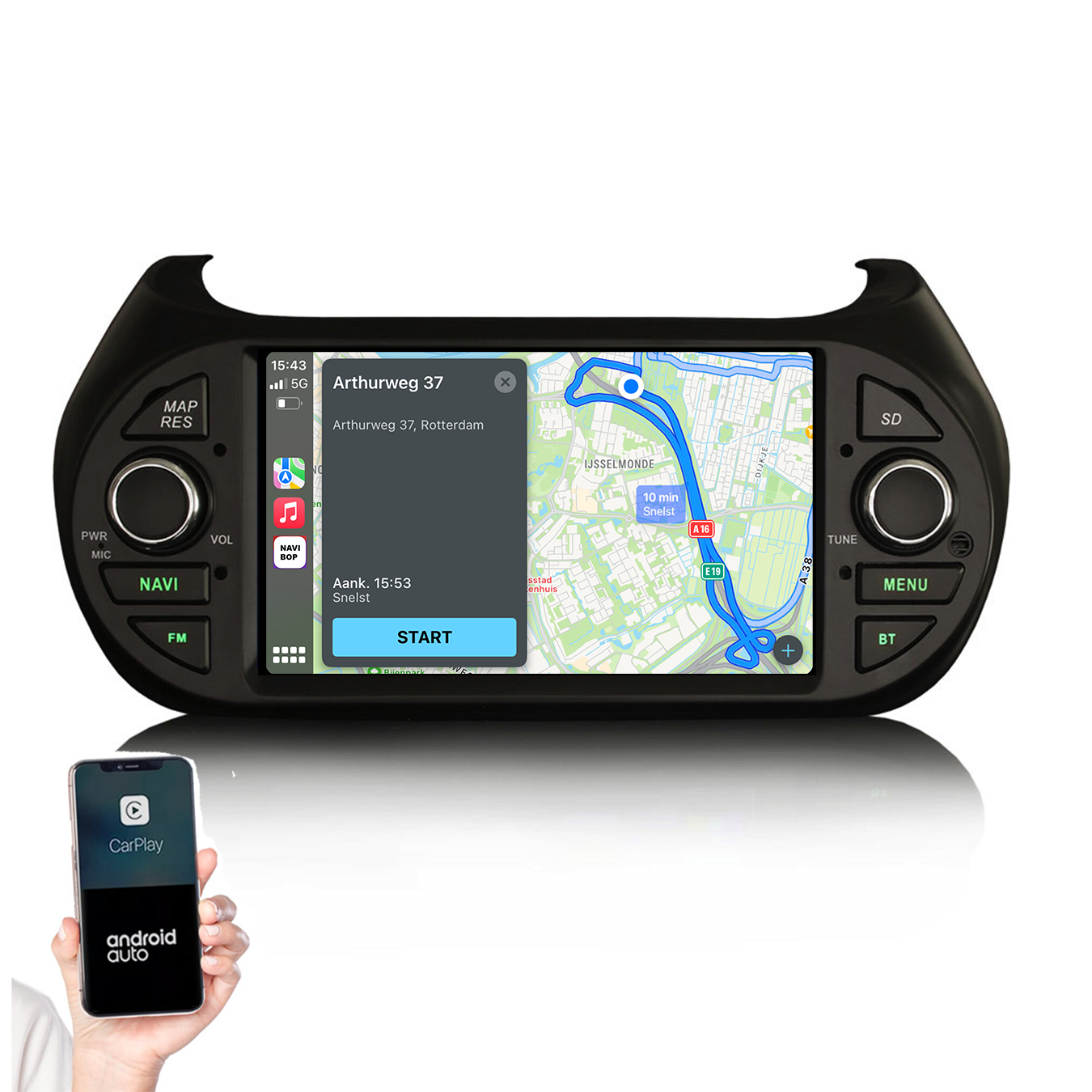 Fiat Fiorino | Autoradio | 2008 t/m 2020 | Android 14 | Apple CarPlay & Android Auto